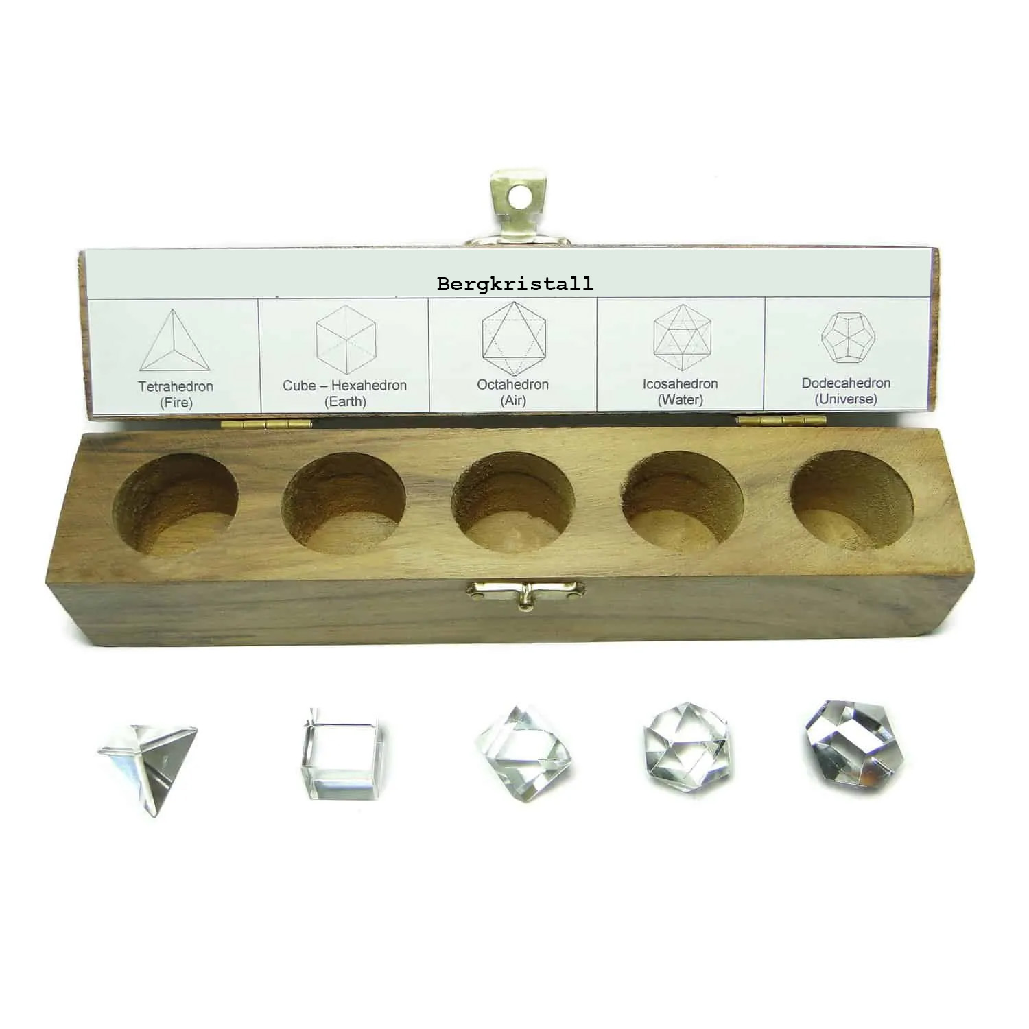 Bild von Bergkristall Platonische Formen in Holzbox 
