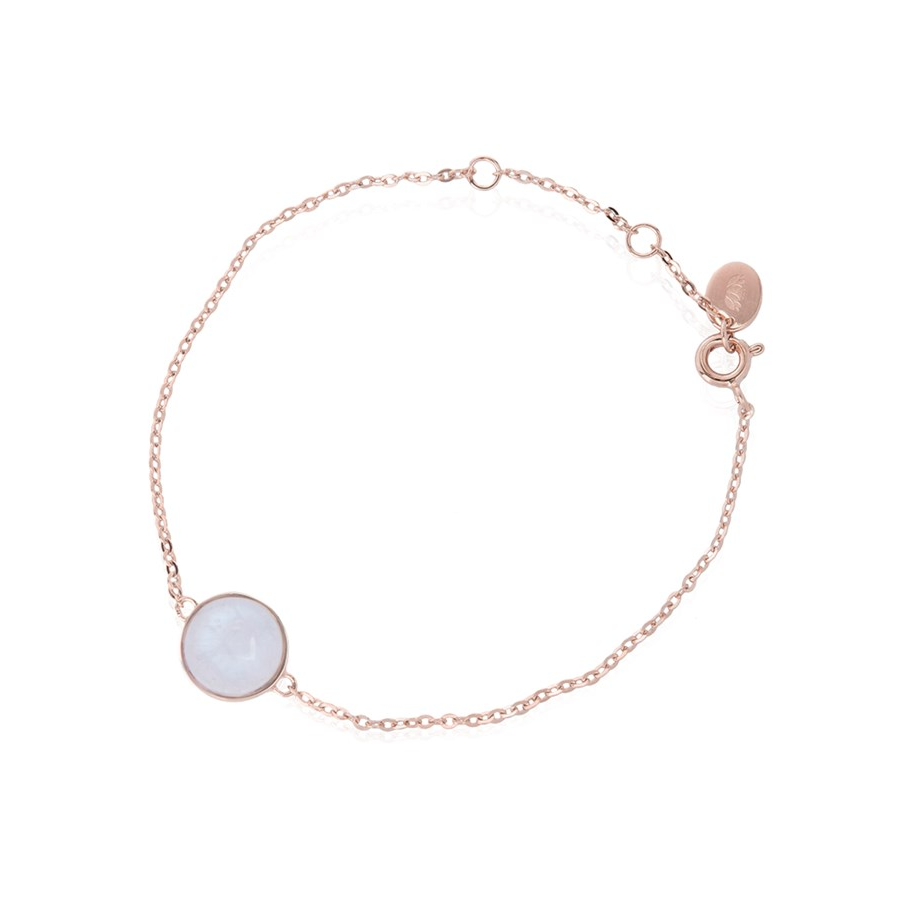 Bild von "Cabochon". Mondstein weiss. Armband. Silber 925 rosé-Vergoldet