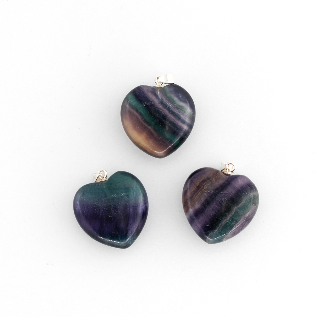 Bild von Fluorit Herzli 20x9.5mm  Anhänger, Silber 925