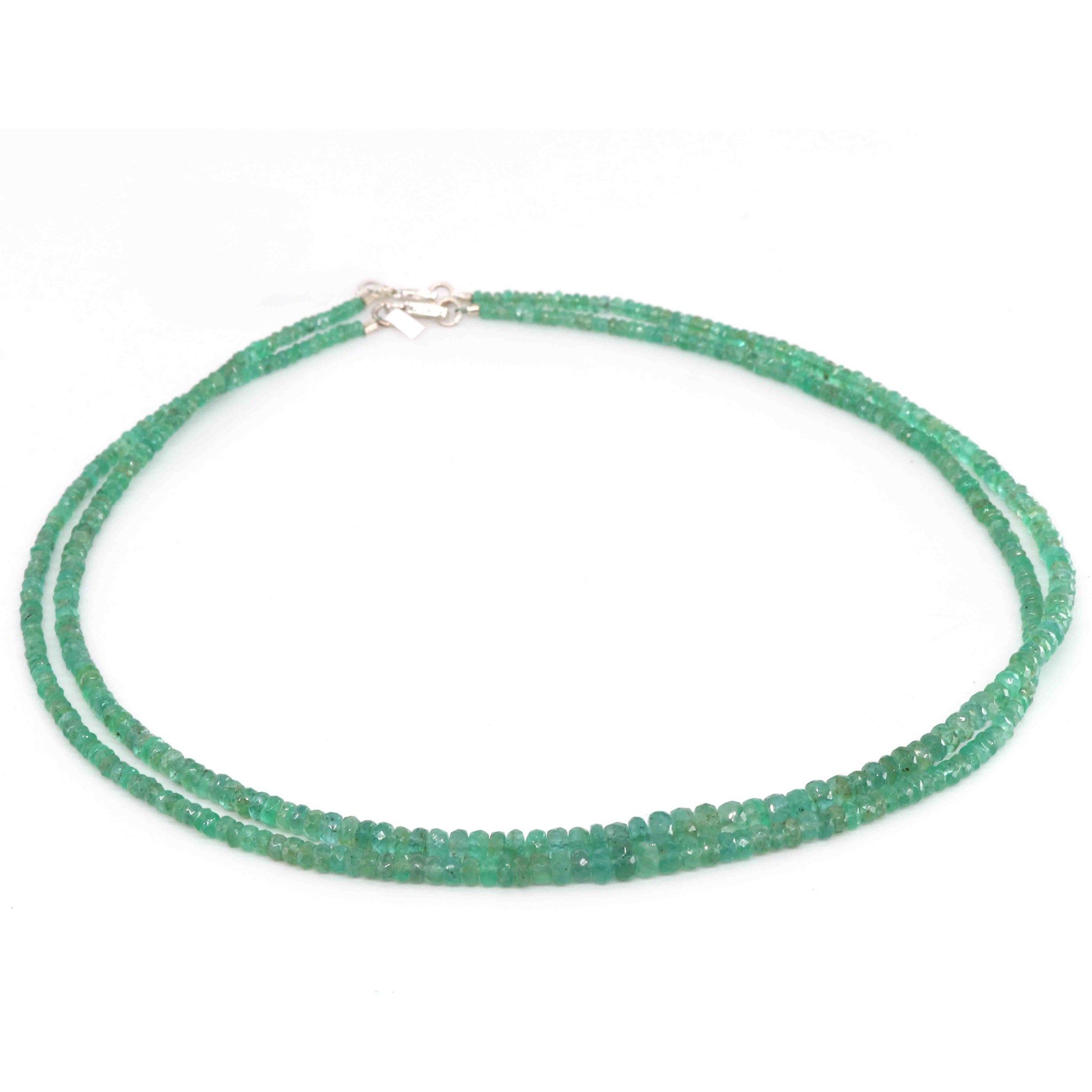 Bild von Smaragd fac. Button 2.5-5.5mm Halskette mit Silberverschluss