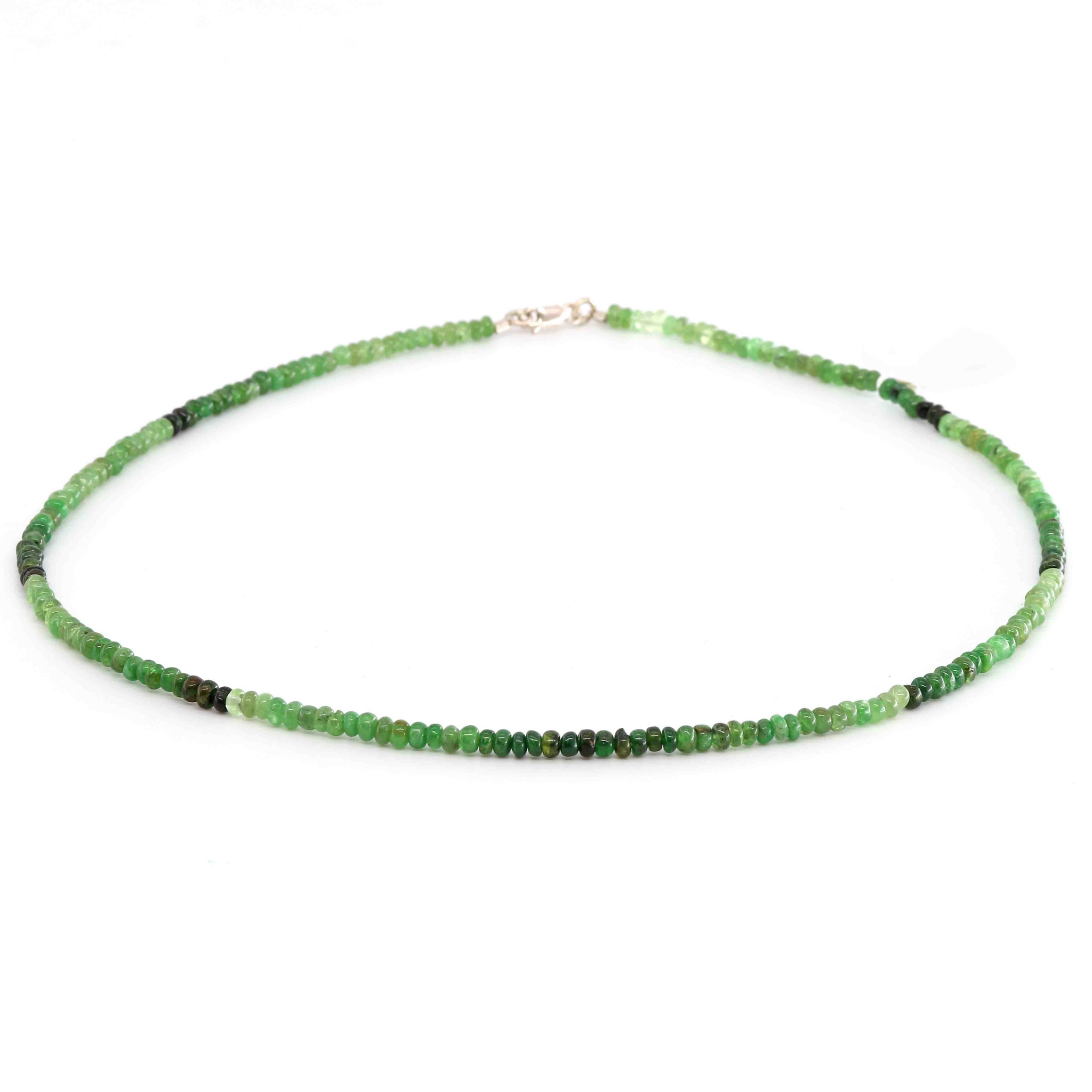 Bild von Tsavorit Button  3.5-4mm Halskette mit Silberverschluss