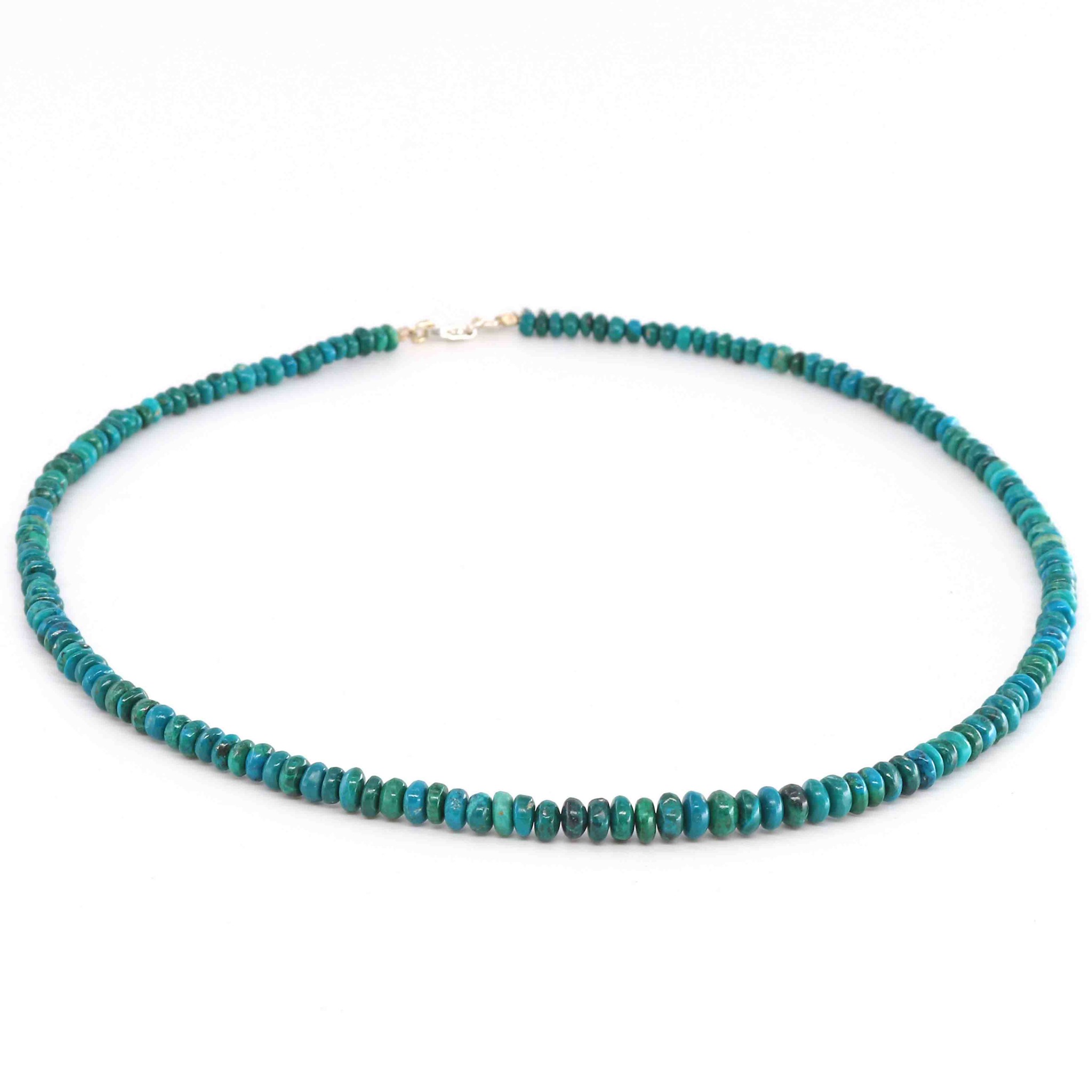 Bild von Chrysokoll Button  3.5-5.5mm Halskette mit Silberverschluss