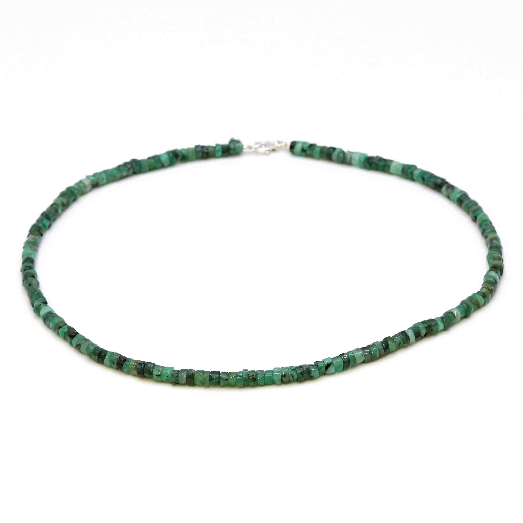 Bild von Smaragd Walze  5-5.5mm Halskette mit Silberverschluss