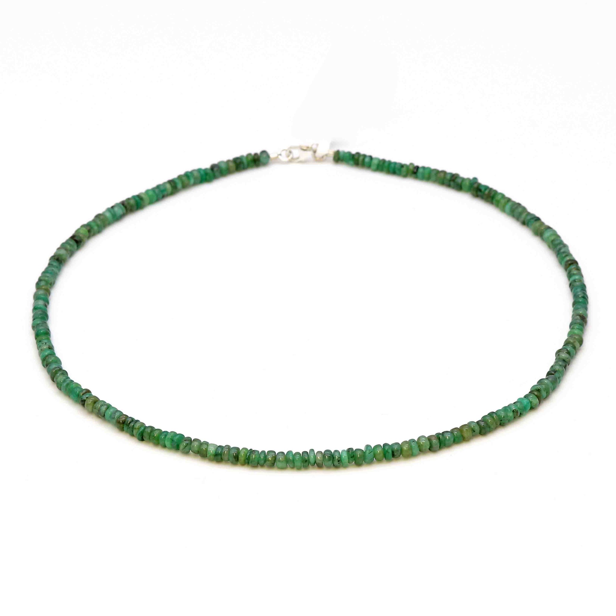 Bild von Smaragd Button  4-4.5mm Halskette mit Silberverschluss